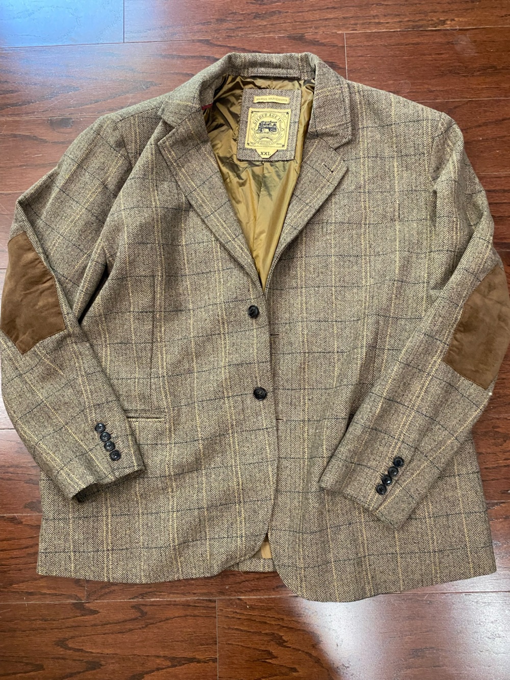 Gilded Age Inc Wool Blazer XXL Brown Blanket Lined Elbow Suede Patches